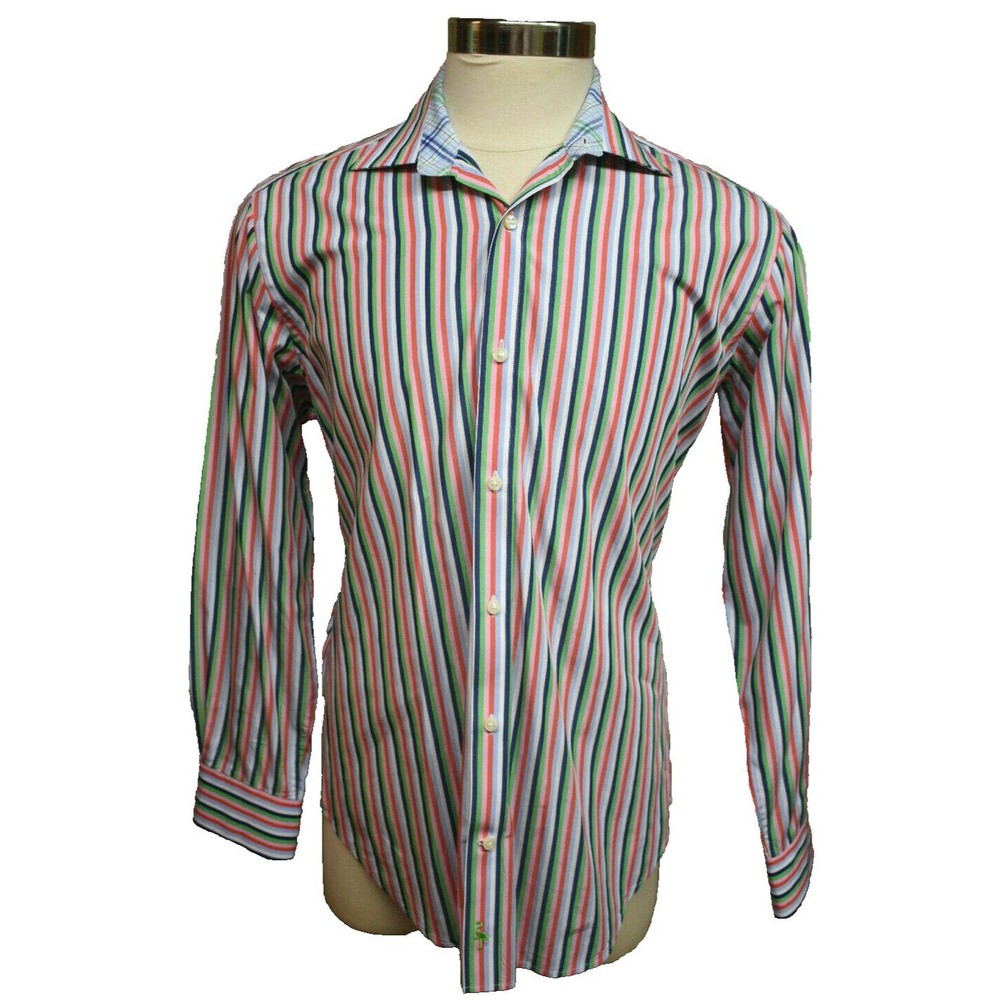 Tailorbyrd Dress Button Down Shirt‎ Striped Flip Cuff Large